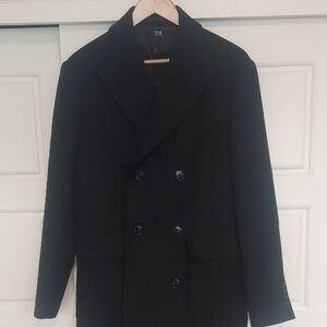 Find Brand Men's Black Double-Breasted Coat
